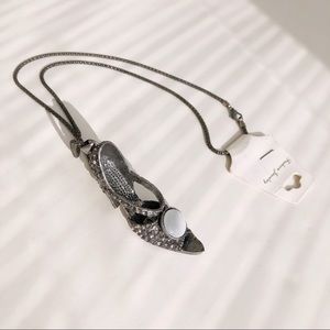 Long Chain Necklace with Metal & Crystal Shoe Pendant